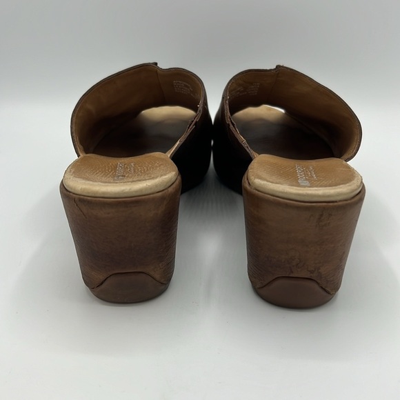 ROCKPORT BROWN LEATHER SIZE 11 WOMENS 3” HEEL SLIDE SANDALS - Picture 6 of 13